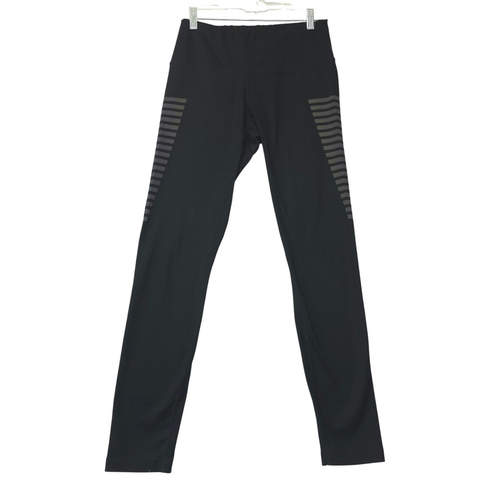 90 Degree by Reflex Womens Black Iridescent Reflective Stripe Leggings Size M